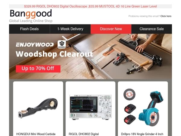 [Beat The Heat Tool Deals 3 Days Countdown!] ENJOYWOOD Router Table From $77.99,Drillpro 18V Angle Grinder $15.99, Shop Now>