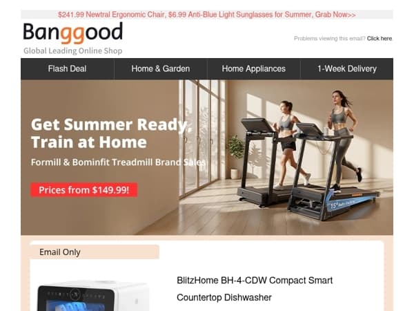 🏃🏻Formill Bominfit Treadmill From $149.99, BlitzHome Smart Dishwasher Dropped to $259.99, hurry up>>