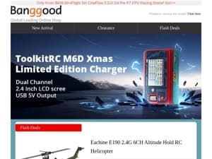 [UP to 85% OFF!]  Eachine E190 RC Helicopter $224.99! Eachine EV800D FPV Googles $114.99! SpeedyBee BEE25 4S 2.5inch FPV Drone $123.49!