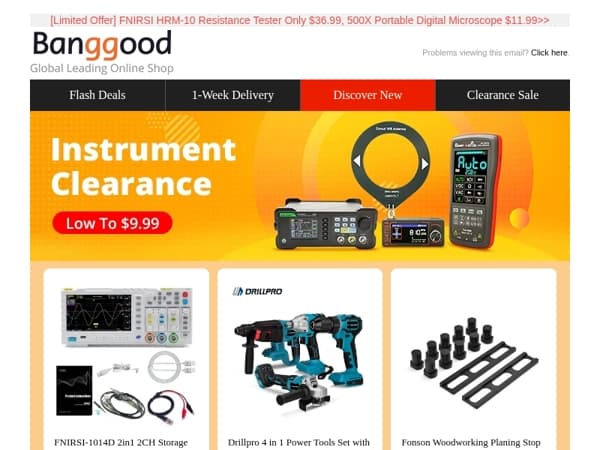 [Tools & Auto Sale] Instrument Clearance Only From $9.99! Fonson Woodworking Planing Stop Only $11.99, DRILLPRO Turbo Fan $17.99!