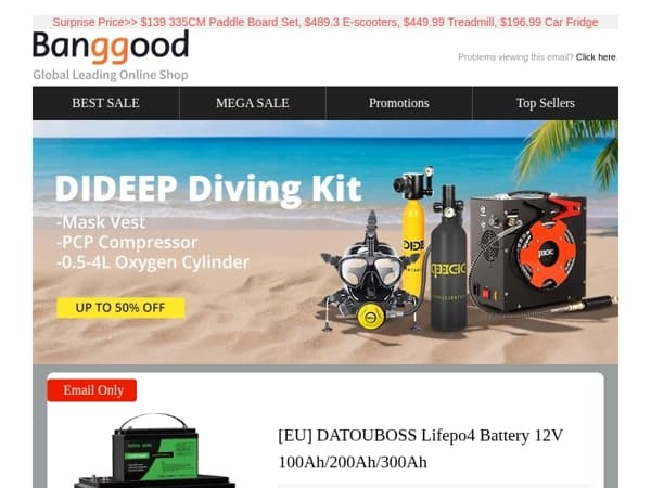 [Auto & Outdoor] Up To 70% OFF! DATOUBOSS Lifepo4 Battery 12V 100Ah/200Ah/300Ah From $156.99, POPDEER 20000mAh Car Jump Starter with Air Compressor Only $54.99>>