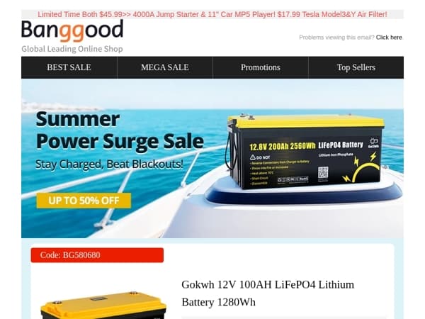 [Summer Outdoor Sale] Gokwh 12V 100Ah LiFePO4 Only $174.99! Car Fridge Just $179.99! Find More Inside>>