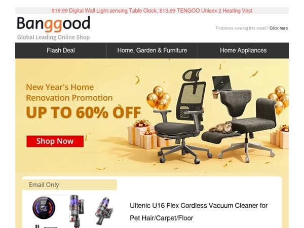 🧨[New Year Promotion] UP to 60% off, Ultenic U16 Flex Cordless Vacuum only $137.59 >>