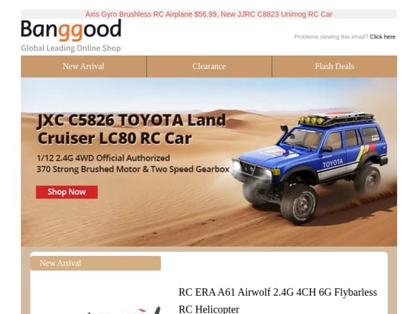🥇[RC New] TOYOTA RC Car Only From $1?9.99! RC ERA A61 Flybarless Helicopter $59.99! Hurry.