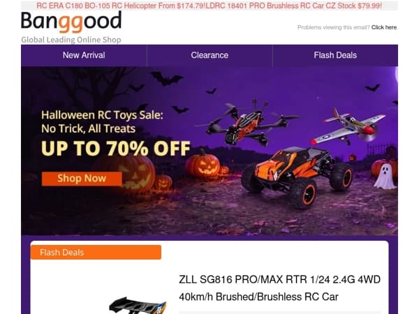 [UP TO 70% OFF RC Toys Halloween Sale] New Arrival ZLL SG816 RC Car Only From $46.99!ZOHD Drift 877mm RC Airplane $81.99! Shop Now! >>