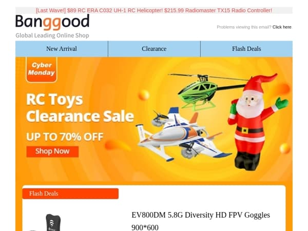 [Cyber RC Toys Sale🚗🛩️] Max 80% OFF! Eachine EV800DM FPV Goggles $112.99! Huina 1501RC Tractor $108.99!