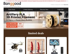 [Mail Limited Deals>>] Stock Updated! Artillery 10KG PLA 3D Printer Filament $71.99! ANGWATT CS1 1000W Scooter Only $569!😜