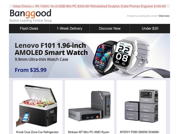 [Brand Deals!]  Lenovo AMOLED Smartwatch Only $35.99! Kroak Dual Zone Car Refrigerator $179.99! Bosch Laser Level $59.99!