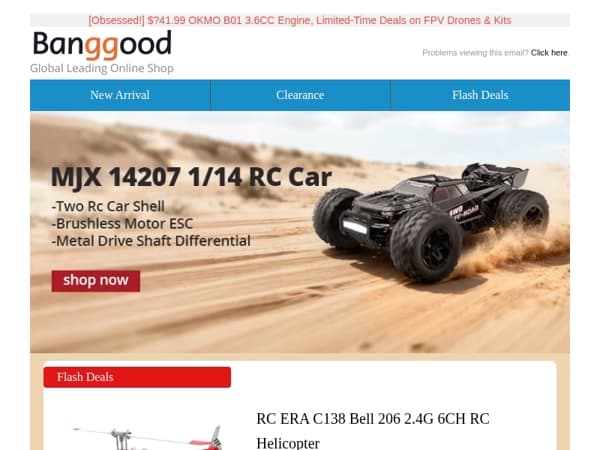 [RC Hot & New] First Release MJX HYPER GO 14207 RC Car $164! RC ERA C138 Bell 206 Helicopter Only $69.99! Grab Now! >>