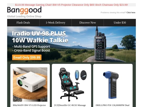 [New Release🔥!] Iradio UV-98 Plus 10W Walkie Talkie Mail Only $99.99! FNIRSI Night Vision Device $58.99! RGB Monitor Lifting Stand $33.99!