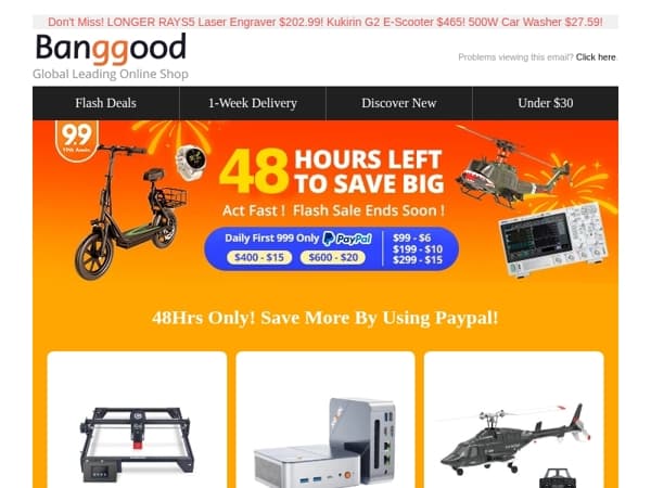 [19th Anniv. 48H Countdown⏰] Save More By Using Paypal! Hottest FNIRSI GC01 Radiation Tester $36.99! R7-8745HS MiniPC $469.99! RC ERA A61 Helicopter $49.99!