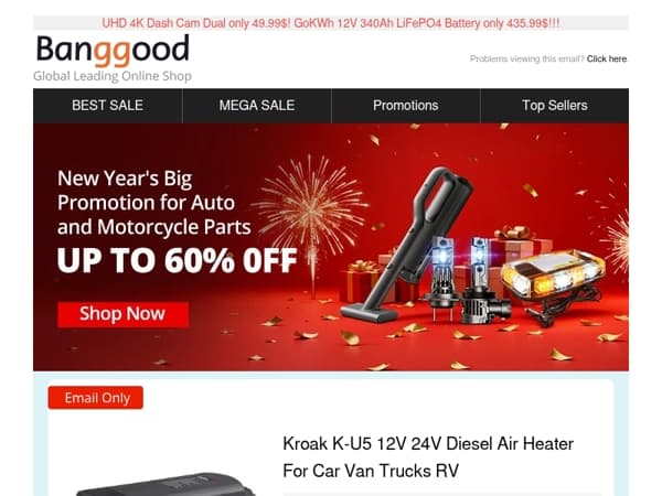 【Outdoor + Auto Parts】Big Sale! KROAK 8KW K-U5 12V 24V Diesel Air Heater Thermostat With dapterOnly $79.99!Shop Now>>