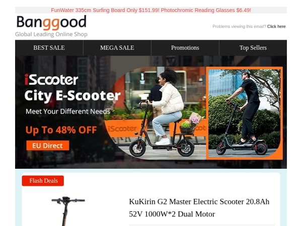 [Weekend Outdoor Sale!] iScooter City Scooter Up To 48% OFF! Dual Motor Kukirin G2 Master 1000w*2 Only $983.15!
