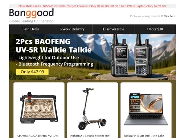 [Super Value!🔥]  2Pcs BAOFENG UV-5R Walkie Talkie Only $47.99! High Speed Turbo Fan Only $19.99! Hurry>>