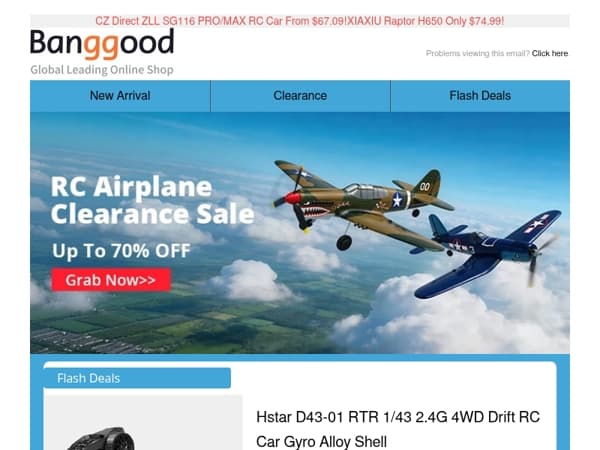 [RC Toys Outdoor Mega Sale] RC Airplane Big Clearance Sale!Hstar Metal Shell Full Scale Drift Car From $28.59!New Arrival RATE W20 Drone Only $119.69!Save UP TO 70% OFF!Shop Now>>