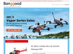 [UP TO 50% OFF ] GEPRC Vapor Series Sales/RC ERA C138 Helicopter $69.99/Eachine EV800DM FPV Goggles $108.99! Find More Inside>>
