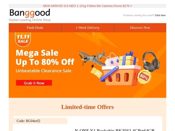 [ Up to 80% OFF & Low to $5.69 ] 11.11 Clearance Sale! $57.99 N-ONE 4GB+64GB Tablet