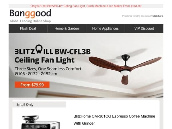 🚿[Home Appliances New Launch] BlitzHome CM-301CG Espresso Machine Only $199.99. More >>