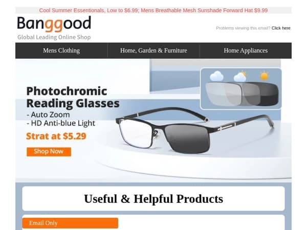 [Start at $5.29] Auto Zoom HD Photochromic Reading Glasses, $24.99 KONKA Professional Hair Dryer, Now >>