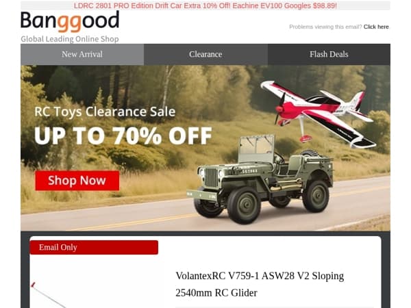 [Up To 70% OFF!] RC Toys Mail Exclusive Clearance! New Drift RC Car Only $22.99! RC ERA Gyroscope Helicopter $114! Grab Now! >>