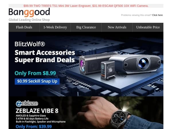 [From $8.99] BlitzWolf Smart Accessories Super Brand Deals, Zeblaze Vibe 8 Smart Watch Only From $39.99, Shop Now.