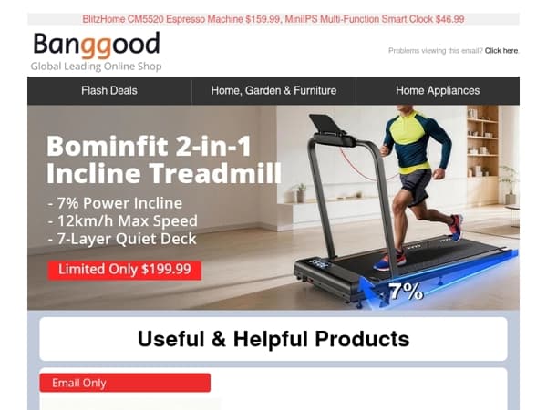[Fitness Sale] Bominfit 2 in 1 Incline Treadmill Only $199.99, Bominfit 13 Positions Foldable Weight Bench $89.99.