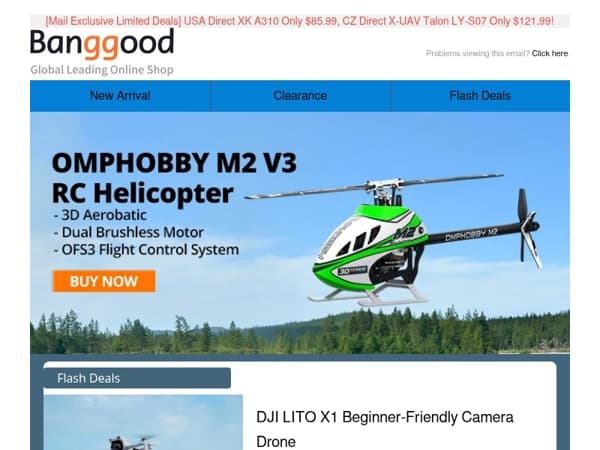 [RC Drones New Arrivals] DJI LITO X1 Camera Drone From $4?9, OMPHOBBY M2 V3 Helicopter Only $379.99, Shop Now!>>🛩️