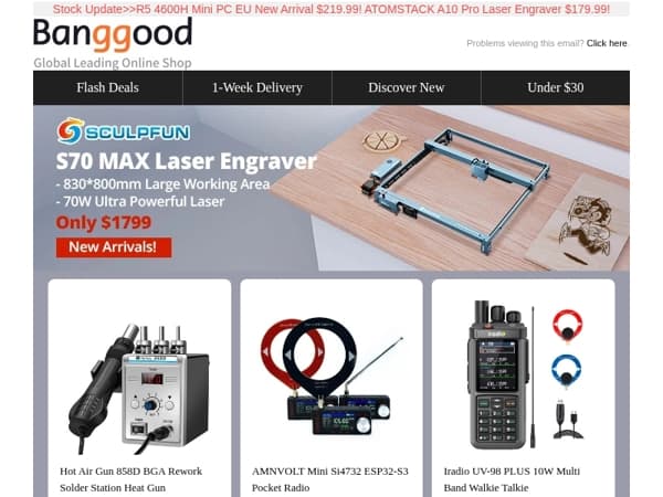 [Exclusive Discount! Hurry!] 8inch Cordless Chainsaw Clearance Only $23.99! AMNVOLT Pocket Radio $29.69! 858D Heat Gun $28.99!