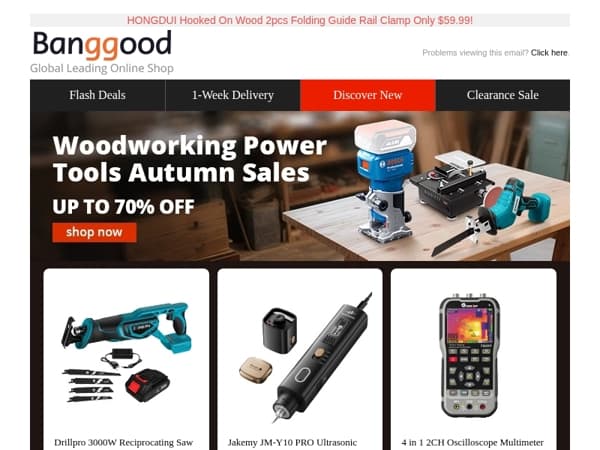 [Woodworking Power Tools Autumn Sale!😀] $72.99 Jakemy JM-Y10 Ultrasonic Polisher! $59.99 2Pcs Folding Guide Rail Clamp! More Hottest Inside