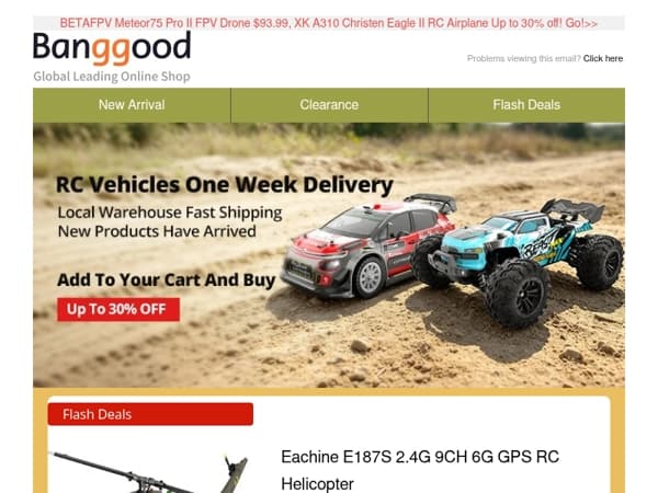 [RC Toys Mega Sales] RC Vehicles One Week Delivery Up to 30% off, Eachine E187S RC Helicopter Only $365.66, Shop Now!>>