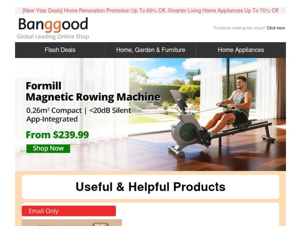 [New] Formill Magnetic Rowing Machine form $239.99, $21.99 Lenovo LED Display Hair Clipper, Shop Now>>