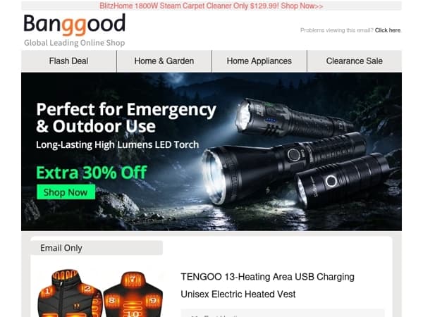 💯[Extra 35% Off ] Long-lasting Flashlight Mega Sale, TENGOO 13 Heating Vest Only $29.99 >>
