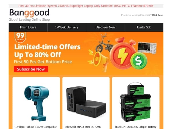 [19th Anniv. 24H Countdown!] First 50 Pcs Bottom Price! Drillpro Cordless Turbine Blower Just $16.99! BlitzWolf Bone Conduction Earbuds World Premiere!