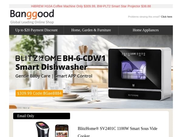 [Only 20 LEFT] $69.99 BlitzHome Smart Sous Vide Cooker, BlitzHome Smart Dishwasher for JUST $309.99 >>