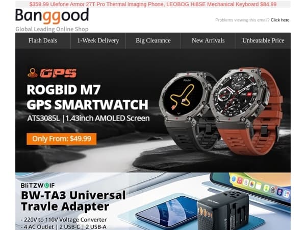 🤩Only $49.99 ROGBID M7 1.43inch AMOLED Screen GPS Smart Watch, $30.35 AMNVOLT Si4732 DSP Radio.