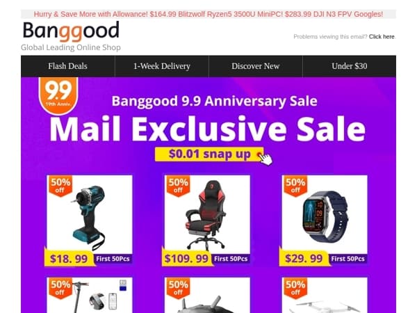 [19Anniv. Mail Exclusive😍] Refurbished SCULPFUN Laser Engraver Only $105.99! Douxlife Message Pocket Spring Cushion Gaming Chair Only $109.99!