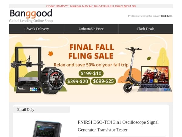 Extra $55 Allowance Inside! Fall Fling Sale 3in1 Oscilloscope $55.99
