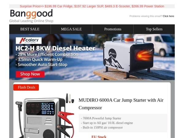 [Auto & Outdoor] Hcalory Diesel Heater New Release! MUDIRO 6000A Jump Starter $60.99! Car Dash Cam From $19.99, Fitness Treadmill Only $159.99>>
