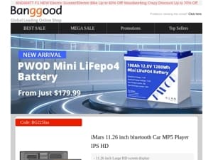 [Auto & Outdoor]Mini LiFepo4 Battery Only from $179.99! iMars Carplay Only $53.99,Car Washer Only from $29.99>>