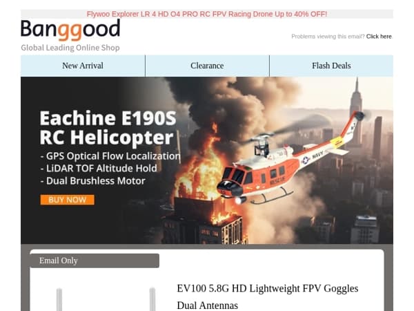 [Summer Vacation] EV100 5.8G HD Lightweight FPV Goggles 7 Days Delievery! Snap Up ! Shop Now>>