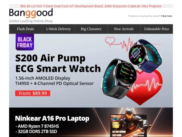 [New for Electron] Only $61.99 Baofeng DM-32UV Digital Analog Walkie Talkie, $89.99 S200 Air Pump ECG Smart Watch.