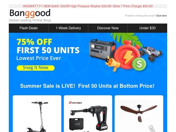 [Summer Vacation Sale Start Now!] First 50 Units at Bottom Price & Total $50 Allowance!