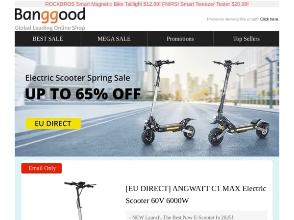 [Up To 65% OFF!] Electric Scooter Spring Sale>>ANGWATT F1 NEW E-Scooter $489.3! ANGWATT C1 6000W Scooter $1345.49!