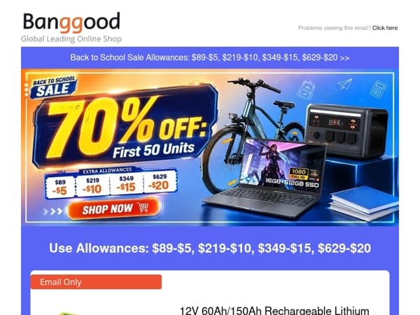 😍[70% OFF Back to Shcool Clearance Sale] $33.99 12V Lithium Battery, $30.99 BlitzWolf Wireless Speaker.