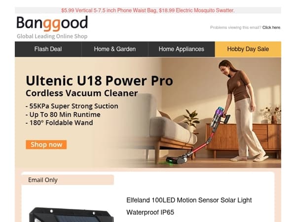 💯[Hobby Day for Home] $3.99 Solar Light, $150.99 Proscenic P20 OnePass Vacuum Cleaner, Now>