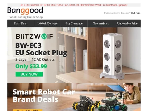 [First 50pcs] BlitzWolf BW-EC3 Socket Only $33.99, Weofly 1.85inch AMOLED Curved SmartWatch $20.99, Grab >