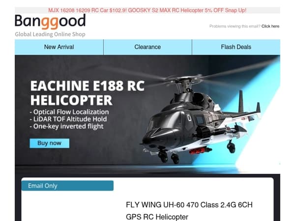 [New Arrival with Bottom Price🌈] Eachine E188 $249.99 Snap Up! MJX 16208 1/16 Brushless RC Car $102.9! Shop Now>>