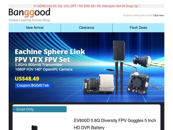 [🔥 Hot Sale] Eachine EV800D FPV Goggles $125.99 Snap Up, Email Only!