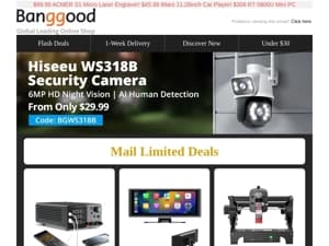 Mail Exclusive Deals>> $42.99 WANPTEK Bench Power Supply! $88.99 Ultenic U10 40kPa Suction Vacuum Cleaner! $499 FIMI X8 TELE Max Night Video Drone!