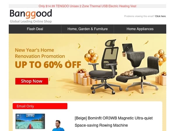 Up to 60% OFF! Only $179.99 Bominfit OR3WB Rowing Machine, $159.99 Ultenic U20 Cordless Stick Vacuum.